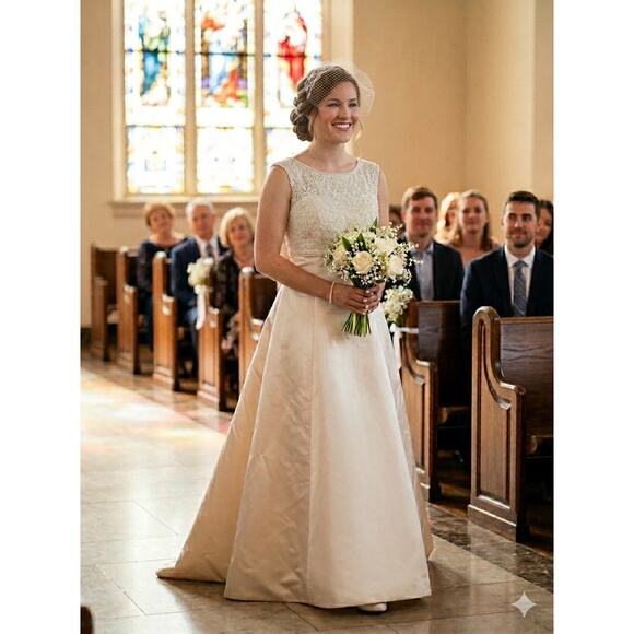 Vintage Mori Lee Wedding gown dress Madeline Gardner tmless bridal 90s luxe sz 4 - Picture 2 of 16